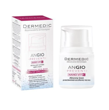Dermedic - Angio Nano Vitamina C Crema activa antirid de noapte pentru ten cu roseata