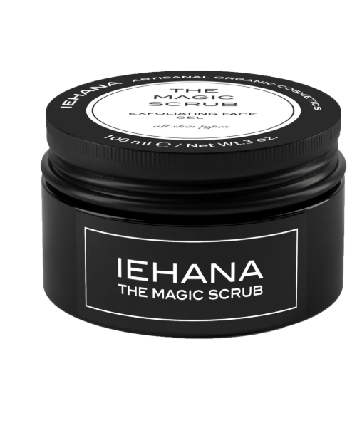 Iehana - Gel exfoliant facial cu acizi de fructe AHA & trandafiri pentru toate tipurile de ten, magic scrub