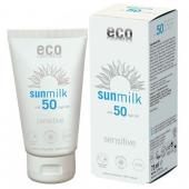 Eco Cosmetics - Lapte de plaja bio pentru piele sensibila cu ulei de zmeura FPS 50